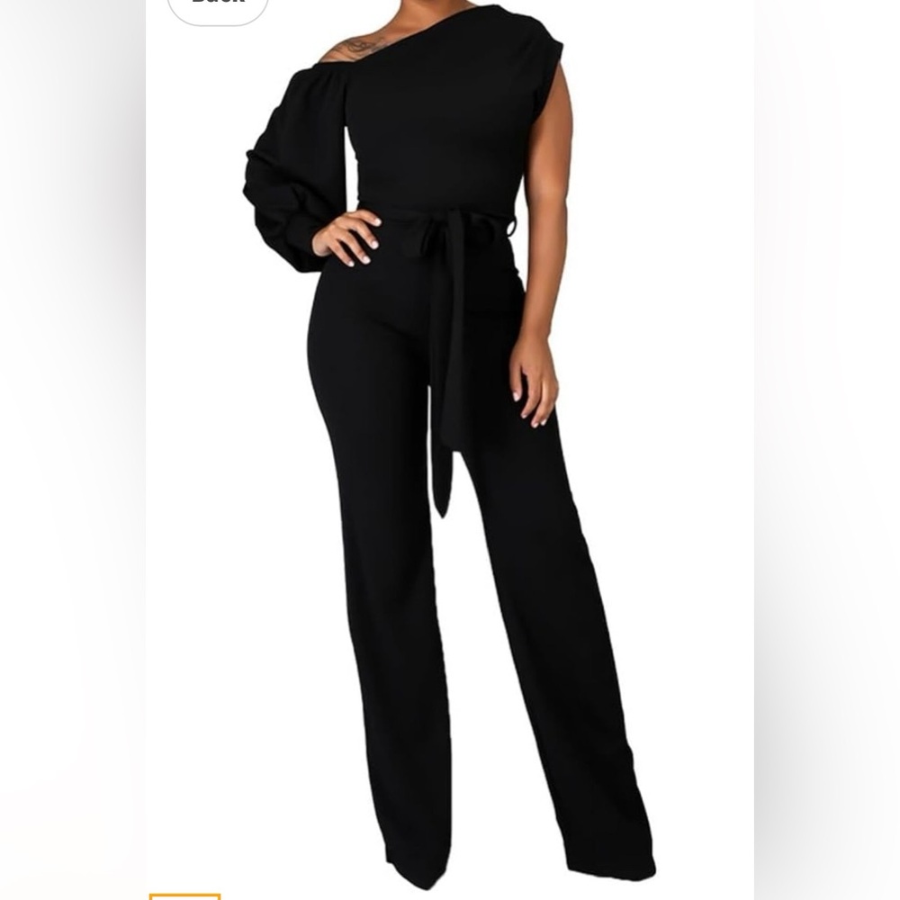 High-Waist Black Wide-Leg Jumpsuit Pants
